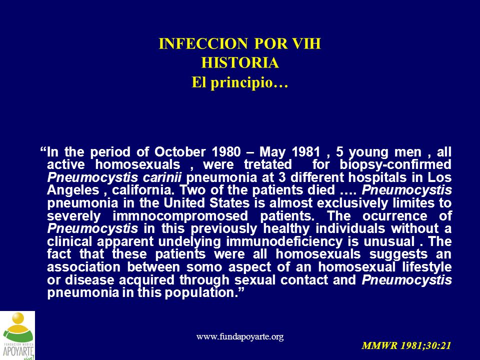 INFECCION POR VIH HISTORIA El principio…
