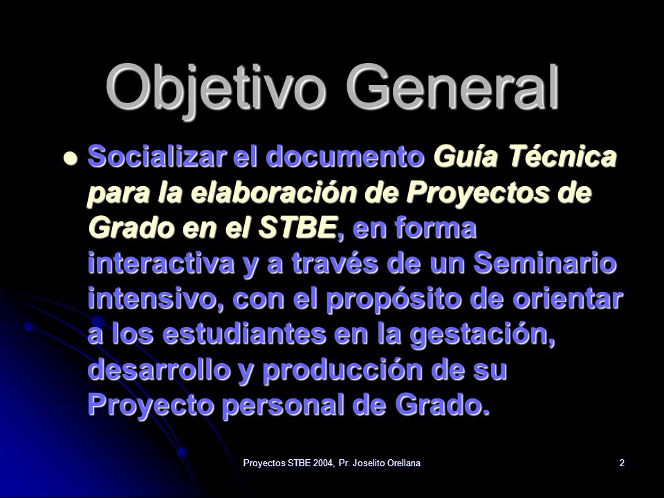 Proyectos STBE 2004, Pr. Joselito Orellana