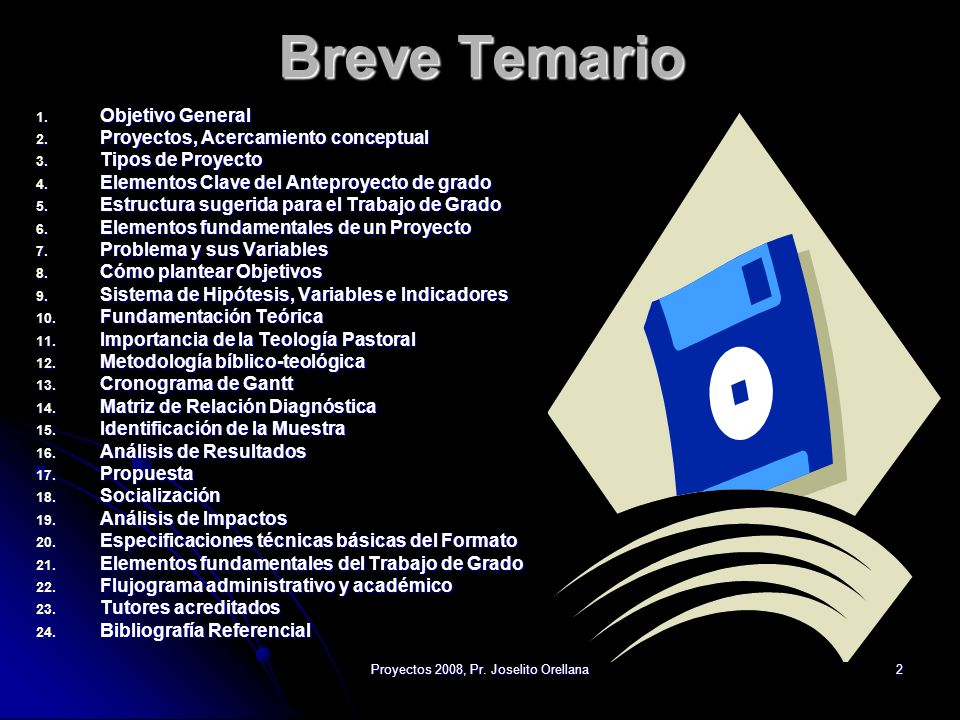 Proyectos 2008, Pr. Joselito Orellana