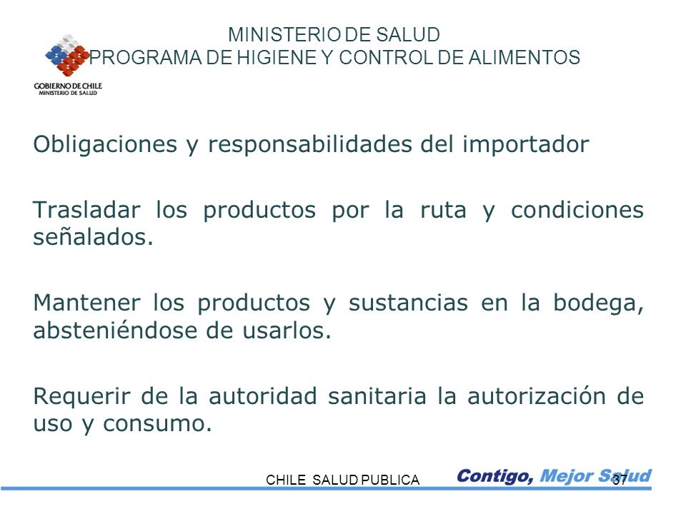 MINISTERIO DE SALUD PROGRAMA DE HIGIENE Y CONTROL DE ALIMENTOS