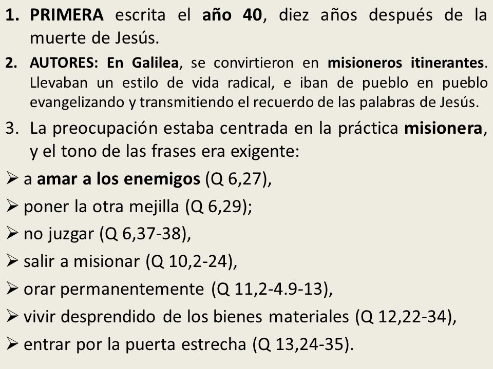 PRIMERA escrita el año 40, diez años después de la muerte de Jesús.