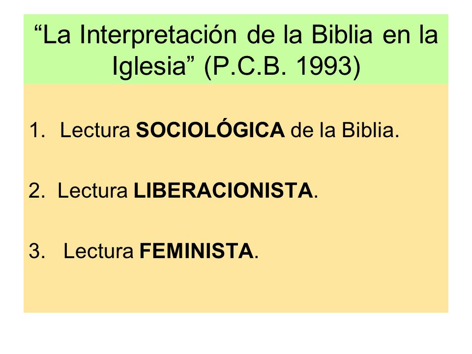 La Interpretación de la Biblia en la Iglesia (P.C.B. 1993)