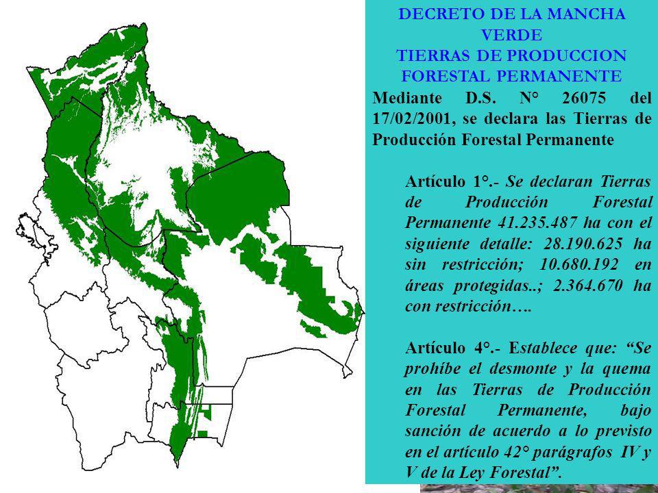 DECRETO DE LA MANCHA VERDE TIERRAS DE PRODUCCION FORESTAL PERMANENTE
