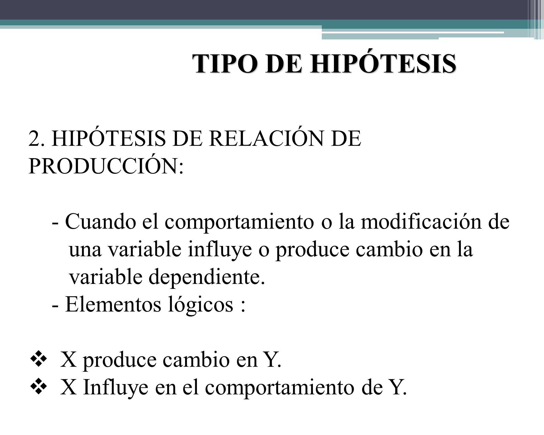 TIPO DE HIPÓTESIS 2. HIPÓTESIS DE RELACIÓN DE PRODUCCIÓN: