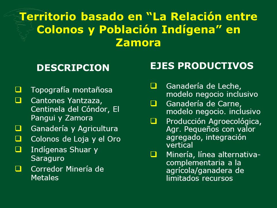 Territorio basado en La Relación entre Colonos y Población Indígena en Zamora