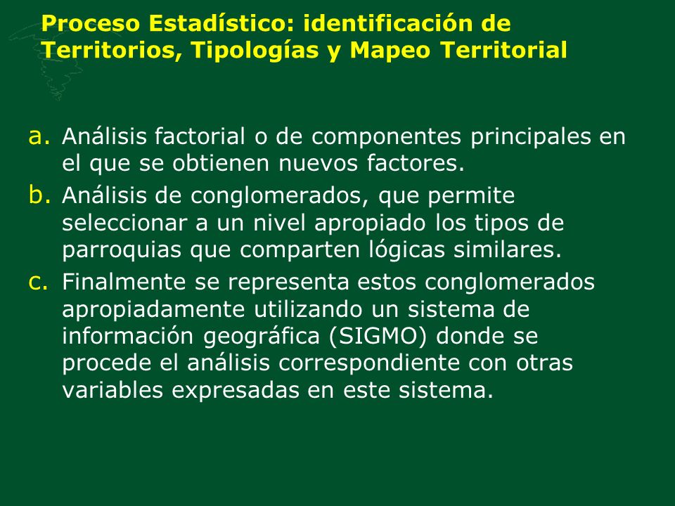 Proceso Estadístico: identificación de Territorios, Tipologías y Mapeo Territorial