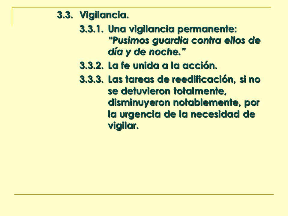 3.3. Vigilancia Una vigilancia permanente: Pusimos guardia contra ellos de día y de noche.
