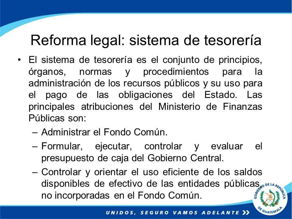 Reforma legal: sistema de tesorería