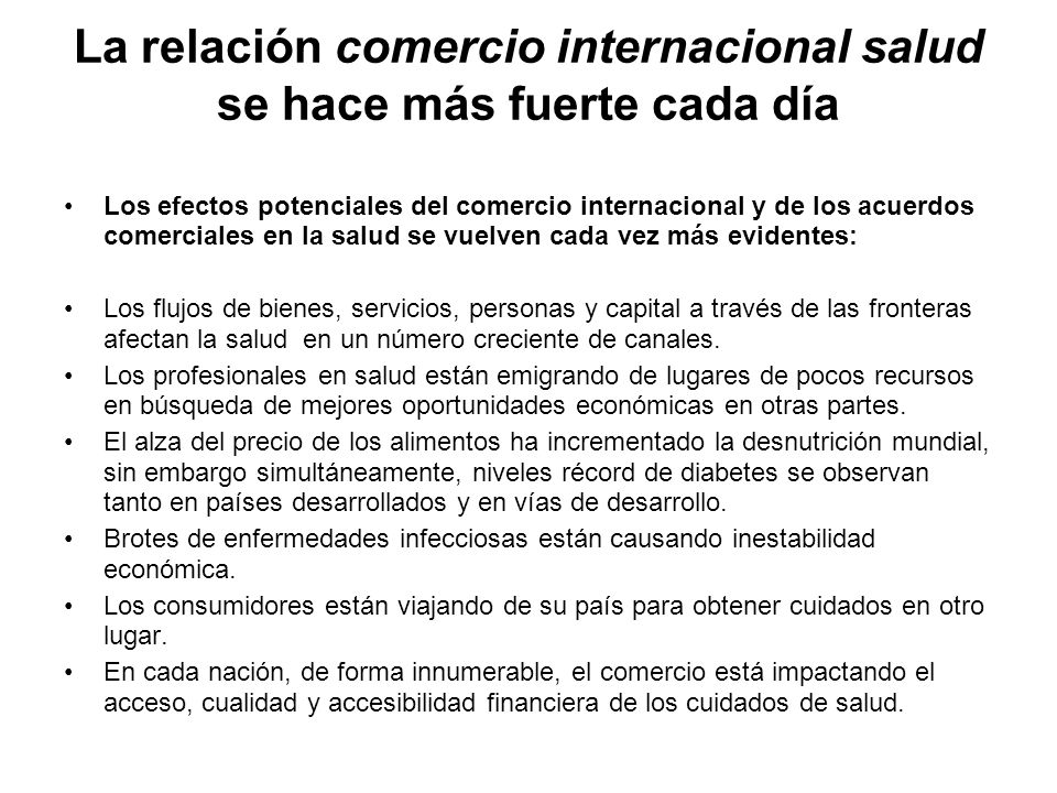 La relación comercio internacional salud se hace más fuerte cada día