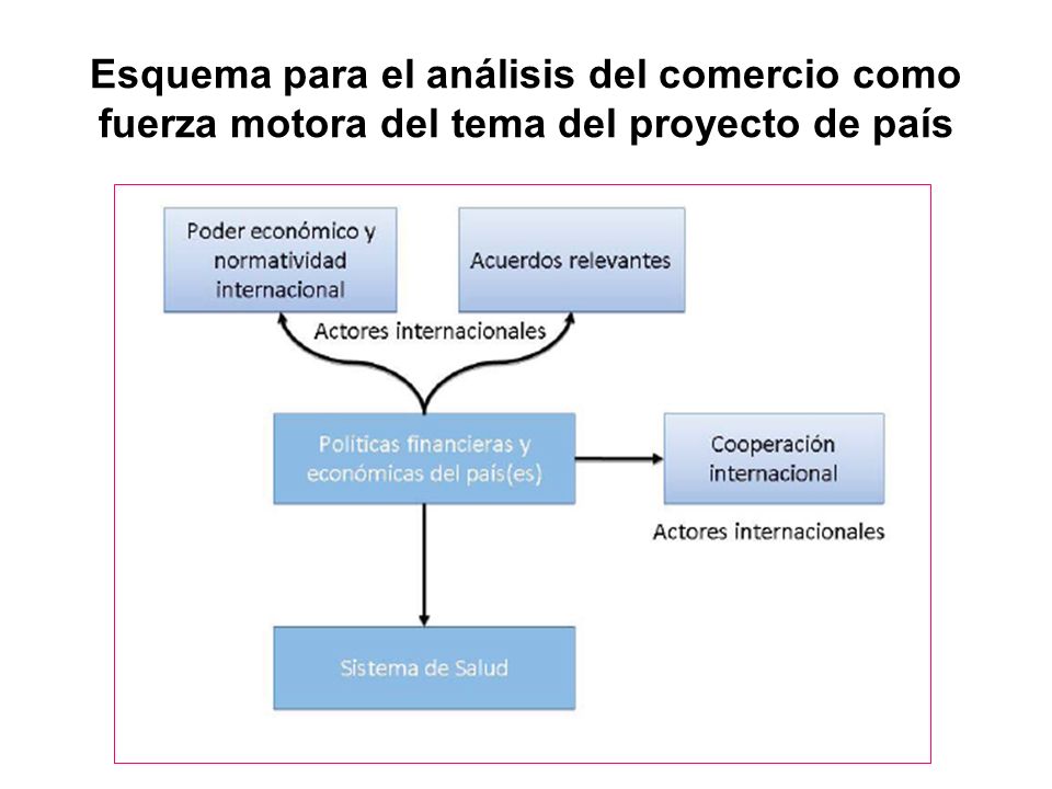 Esquema para el análisis del comercio como fuerza motora del tema del proyecto de país
