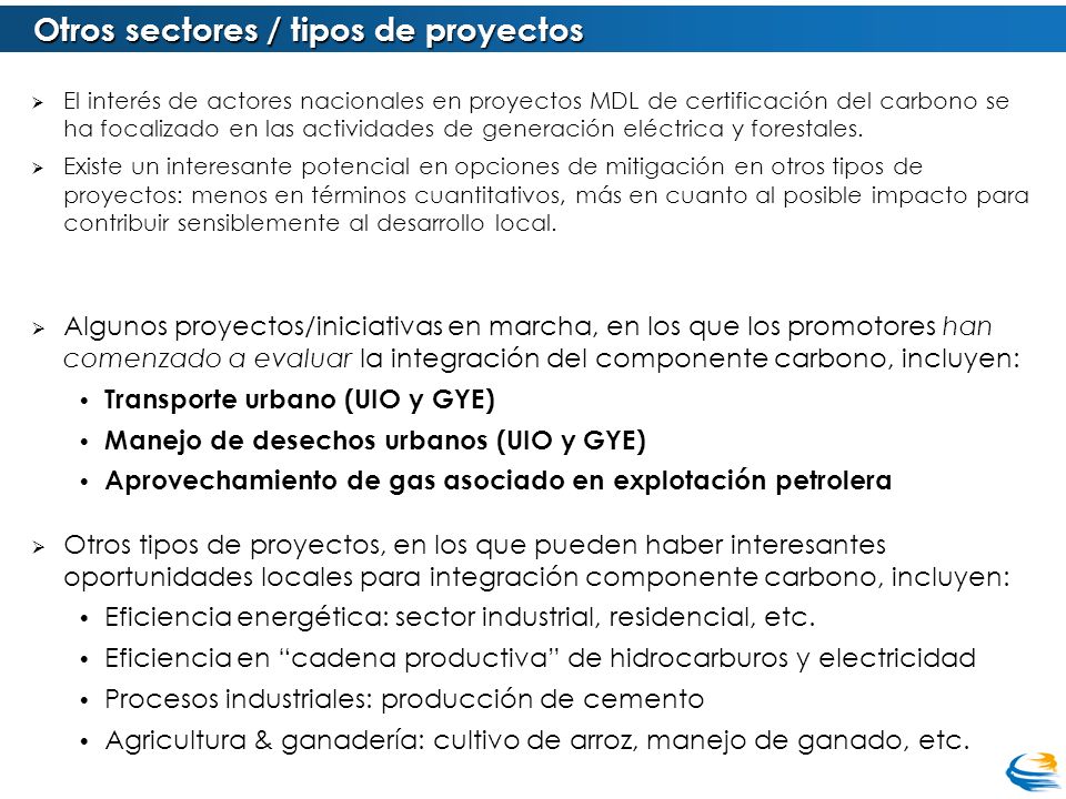 Otros sectores / tipos de proyectos
