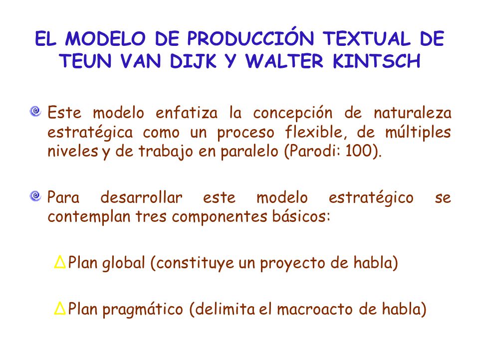 EL MODELO DE PRODUCCIÓN TEXTUAL DE TEUN VAN DIJK Y WALTER KINTSCH