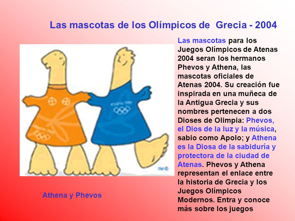 Las mascotas de los Olímpicos de Grecia