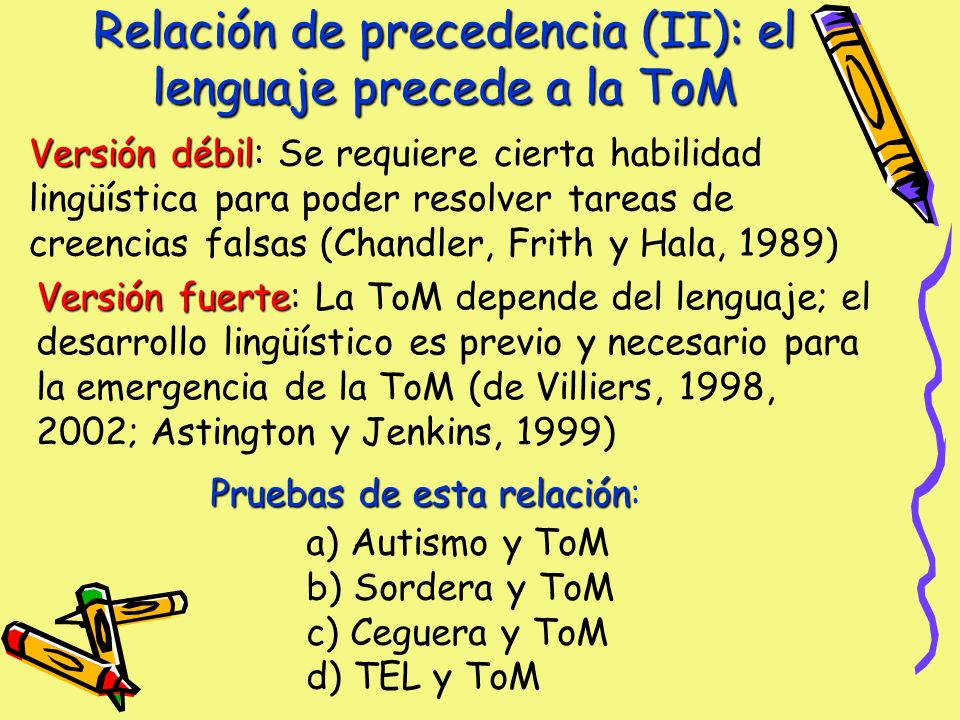 Relación de precedencia (II): el lenguaje precede a la ToM