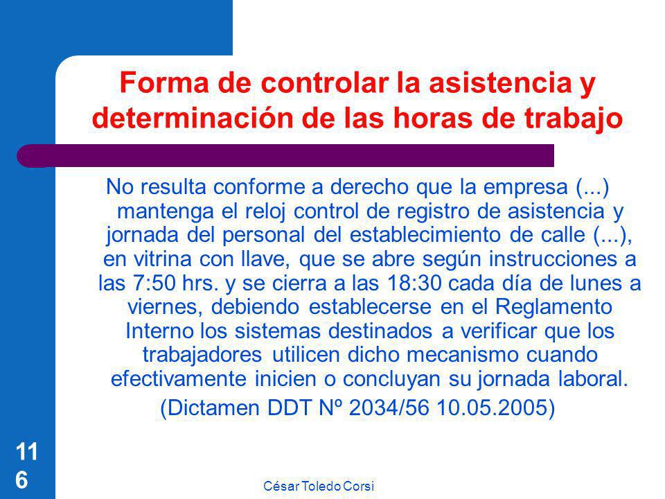 Forma de controlar la asistencia y determinación de las horas de trabajo