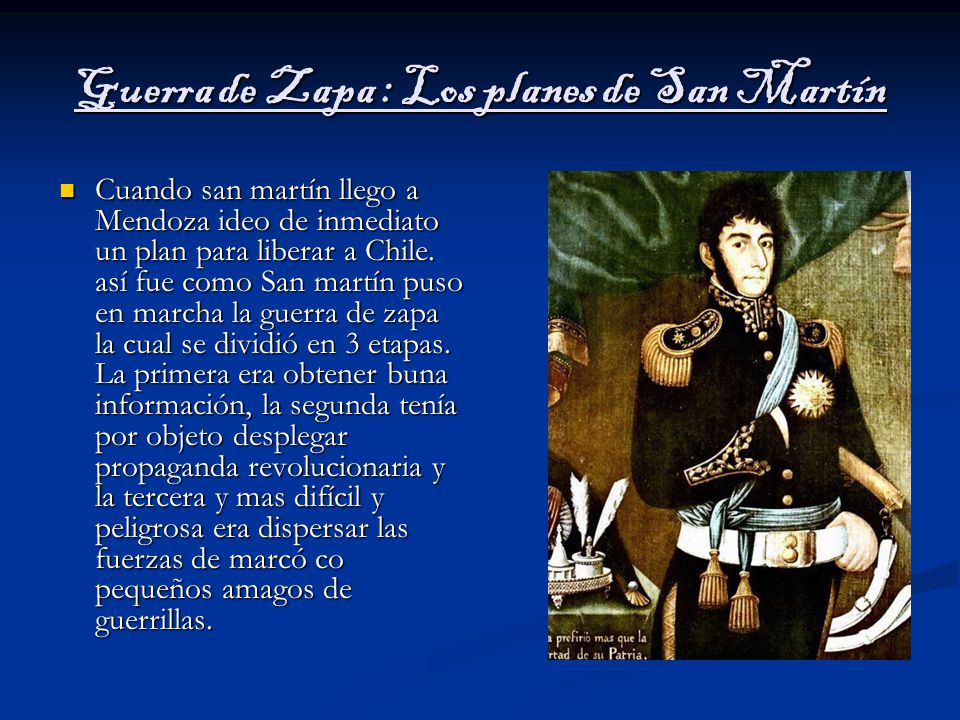 Guerra de Zapa : Los planes de San Martín