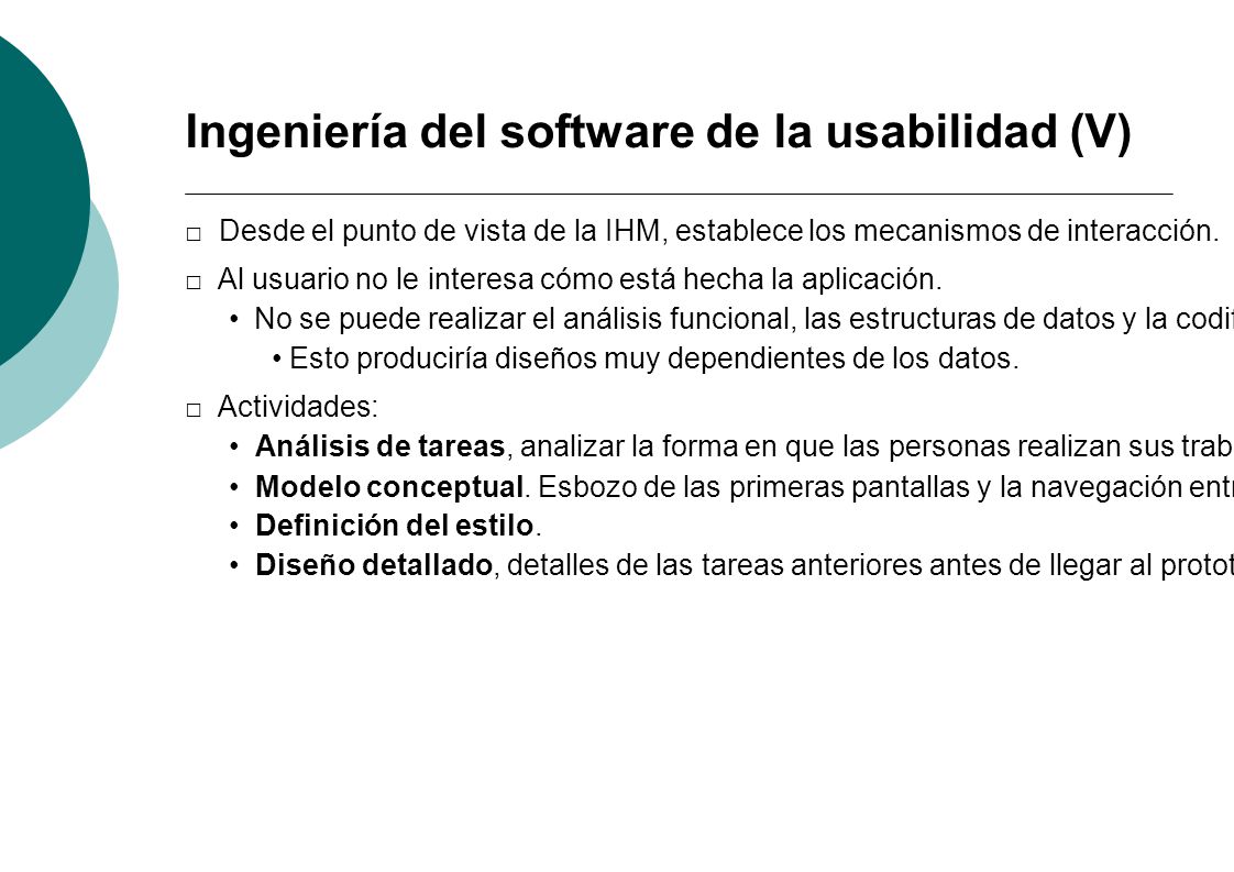 Ingeniería del software de la usabilidad (V)