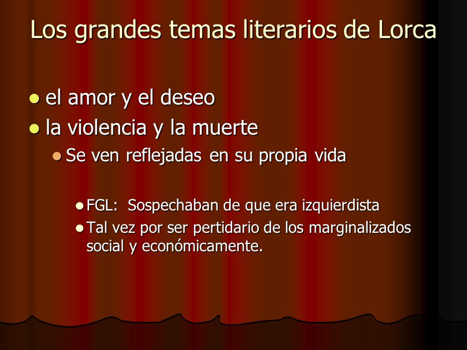 Los grandes temas literarios de Lorca
