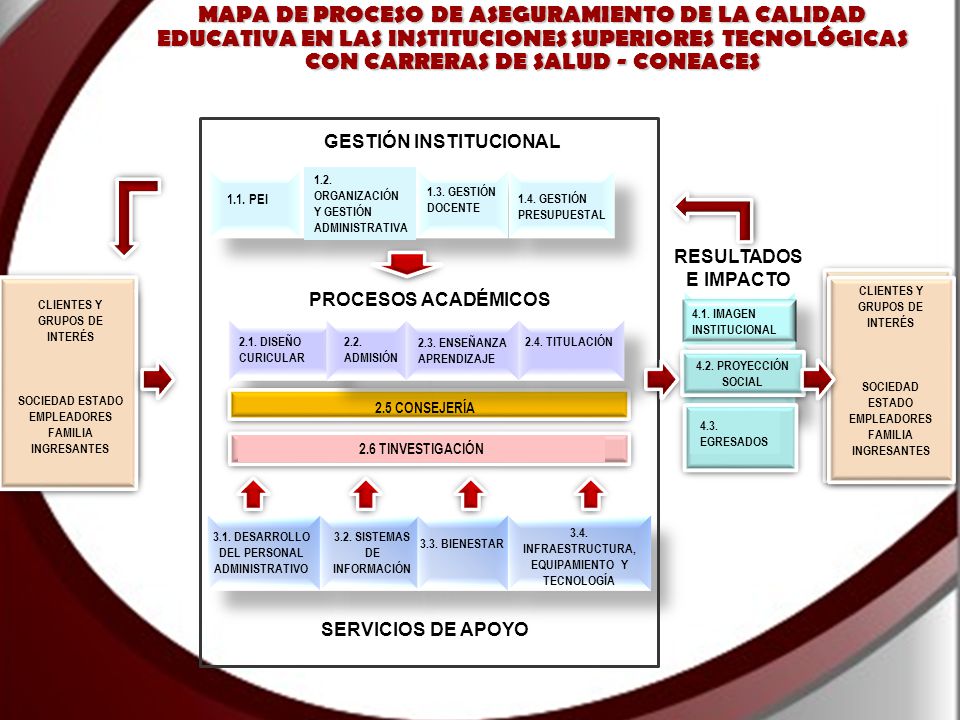 MAPA DE PROCESO DE ASEGURAMIENTO DE LA CALIDAD EDUCATIVA EN LAS INSTITUCIONES SUPERIORES TECNOLÓGICAS CON CARRERAS DE SALUD - CONEACES