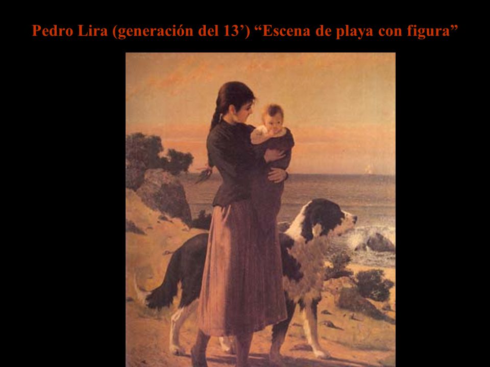 Pedro Lira (generación del 13’) Escena de playa con figura