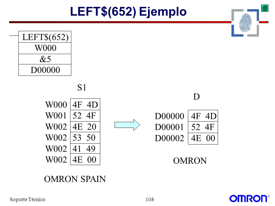 LEFT$(652) Ejemplo LEFT$(652) W000 &5 D00000 S1 D W000 4F 4D