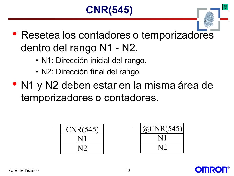 Resetea los contadores o temporizadores dentro del rango N1 - N2.