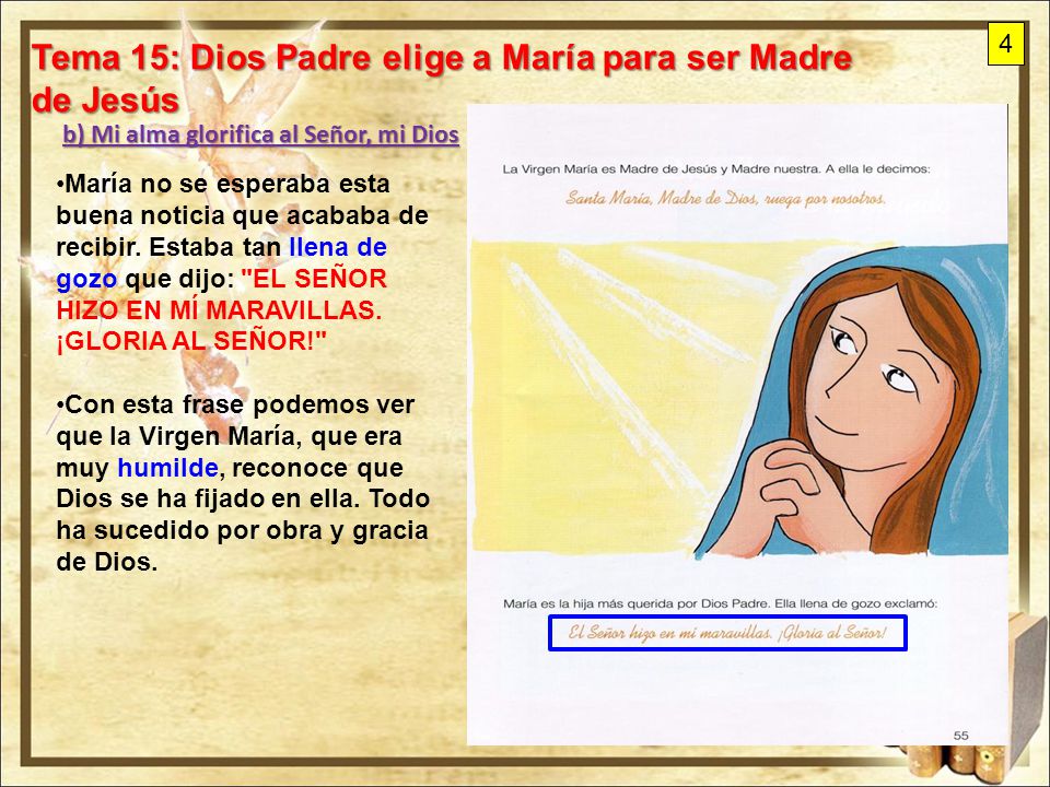 Tema 15: Dios Padre elige a María para ser Madre de Jesús