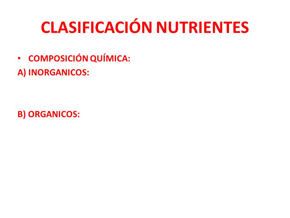 CLASIFICACIÓN NUTRIENTES