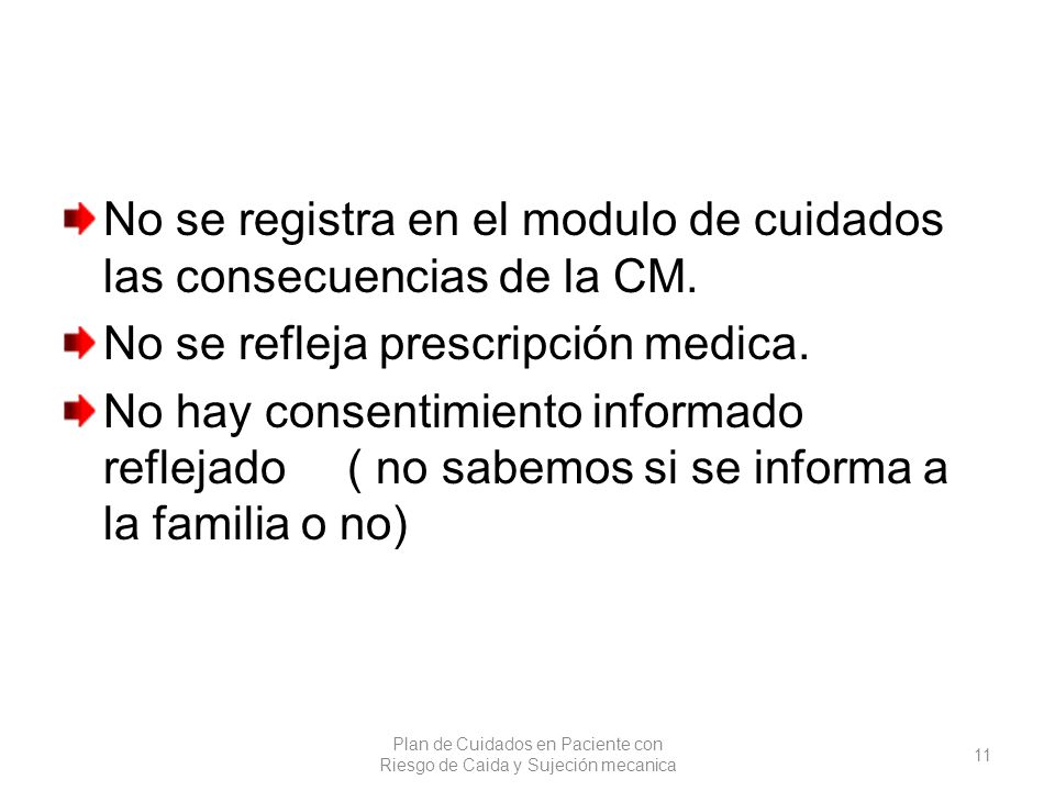 Plan de Cuidados en Paciente con Riesgo de Caida y Sujeción mecanica