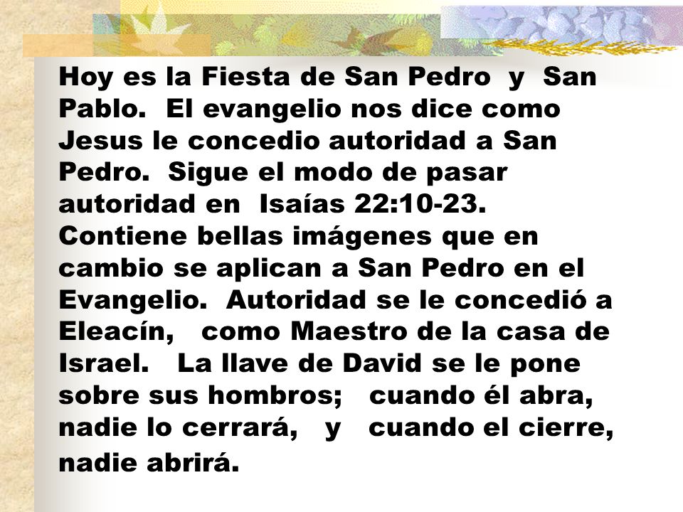 Hoy es la Fiesta de San Pedro y San Pablo