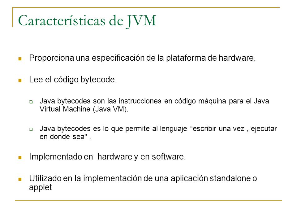 Características de JVM