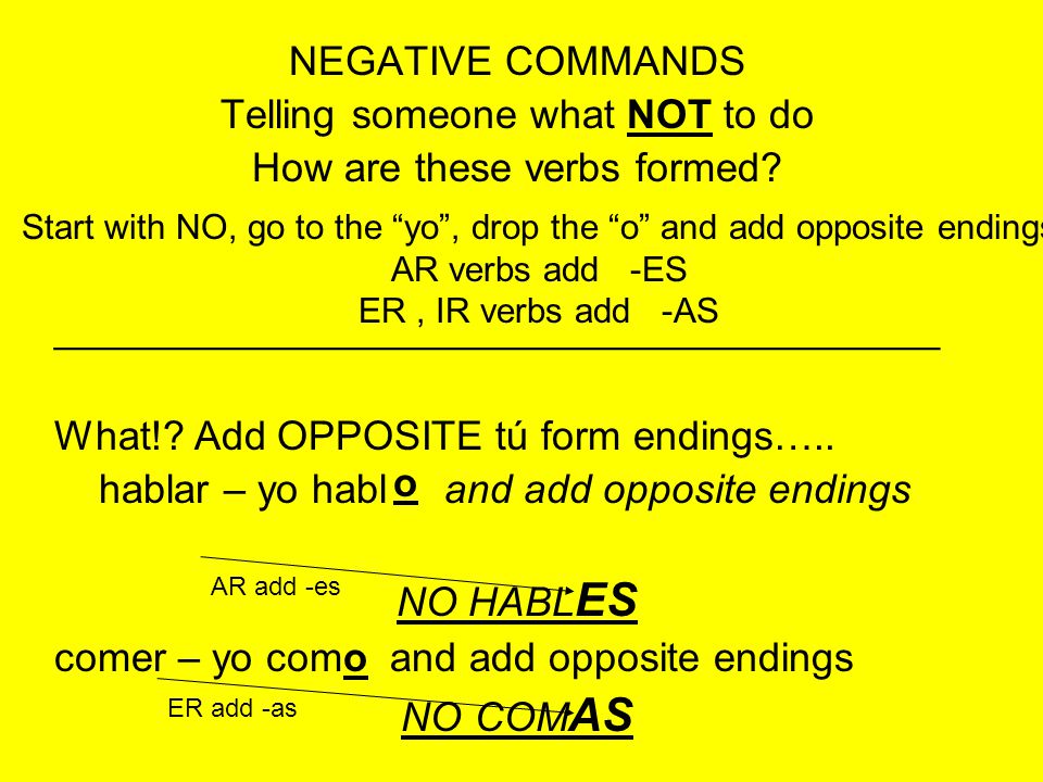 Telling someone what NOT to do How are these verbs formed