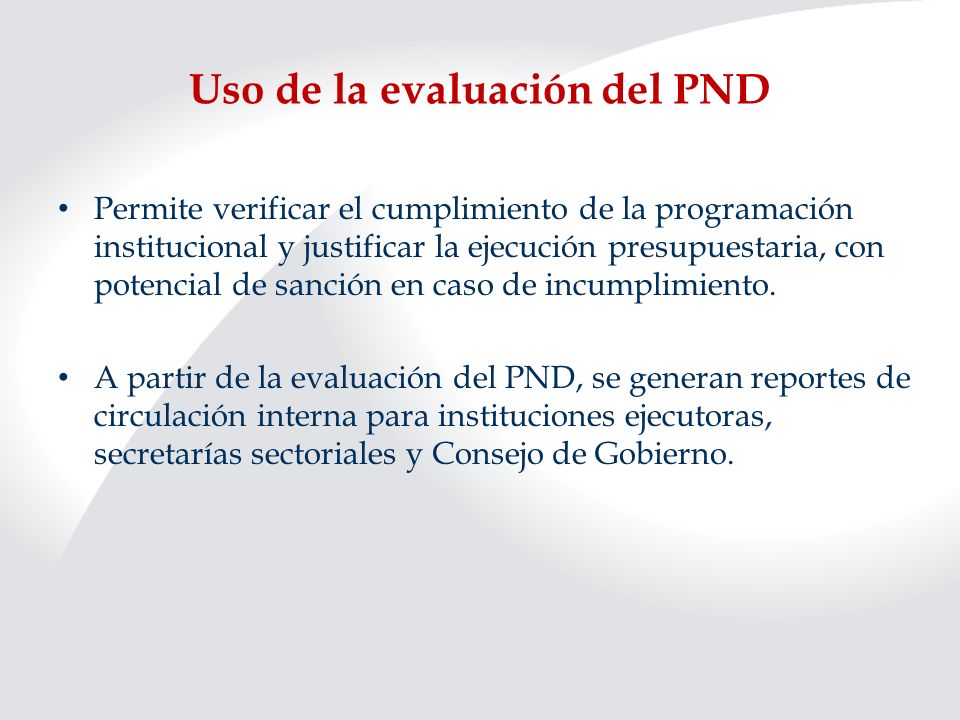 Uso de la evaluación del PND
