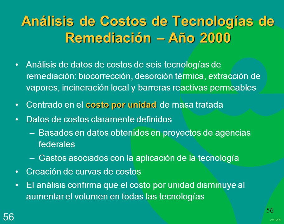 Análisis de Costos de Tecnologías de Remediación – Año 2000