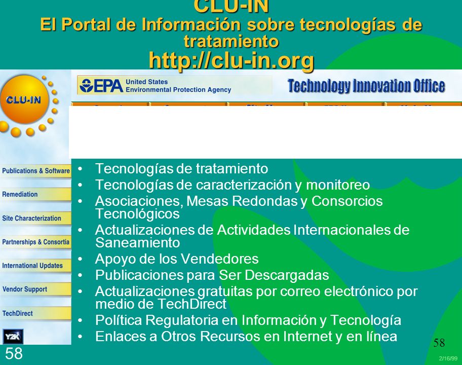 CLU-IN El Portal de Información sobre tecnologías de tratamiento
