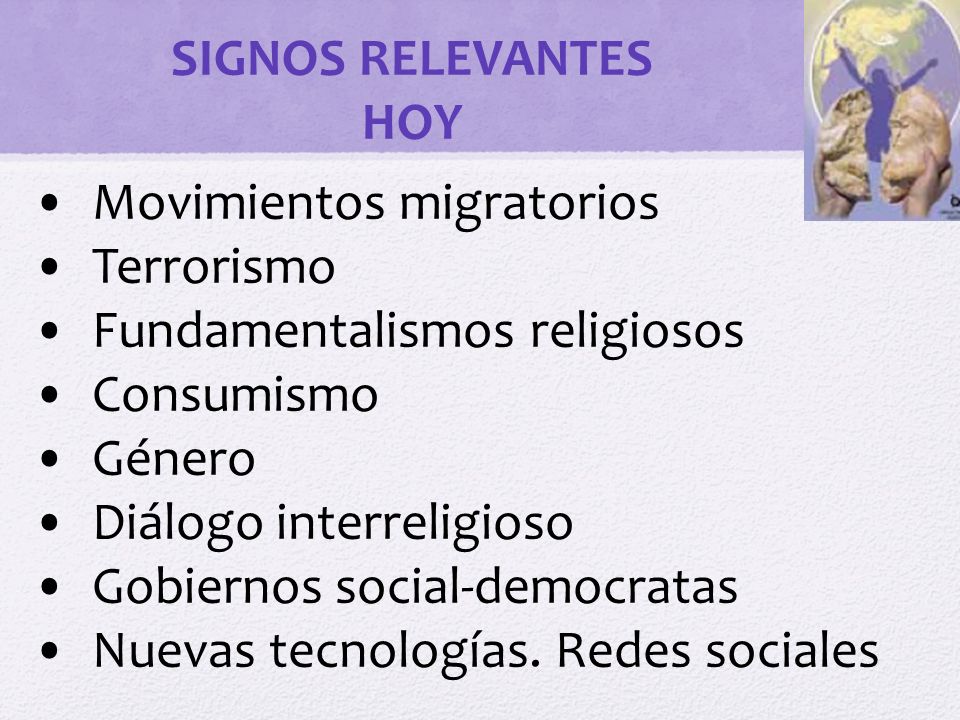 SIGNOS RELEVANTES HOY. Movimientos migratorios. Terrorismo. Fundamentalismos religiosos. Consumismo.