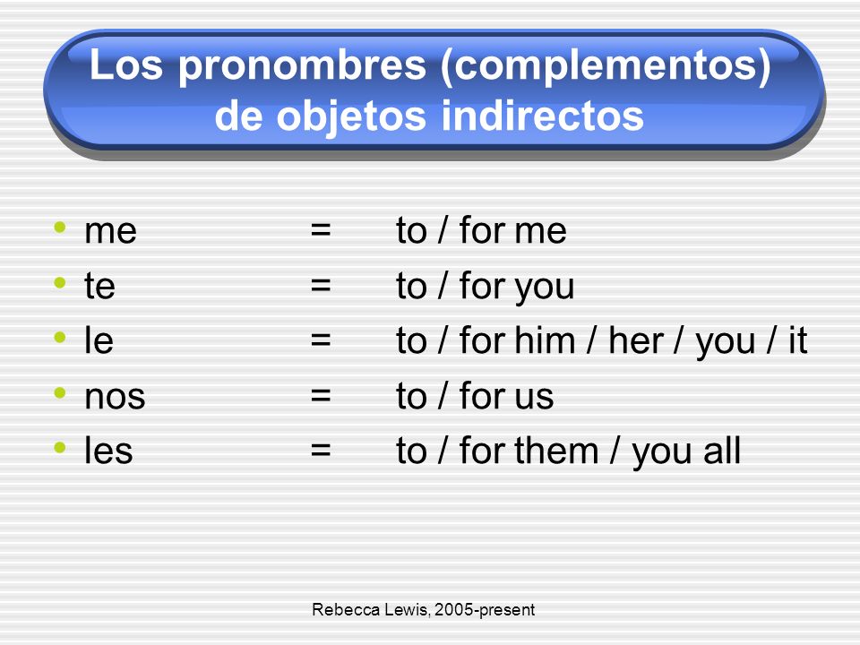 Los pronombres (complementos) de objetos indirectos