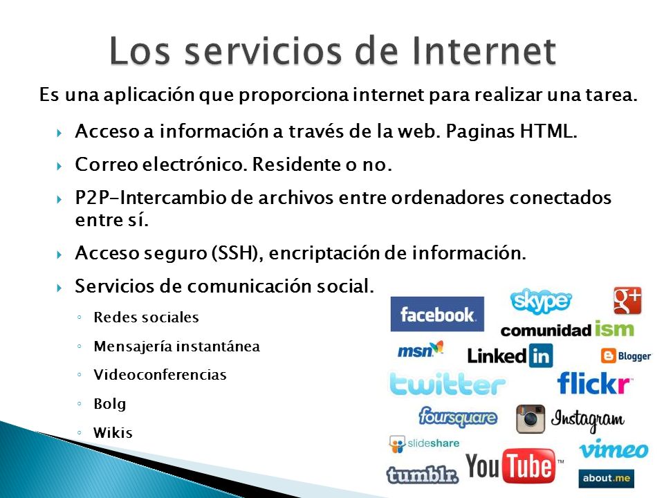 Los servicios de Internet