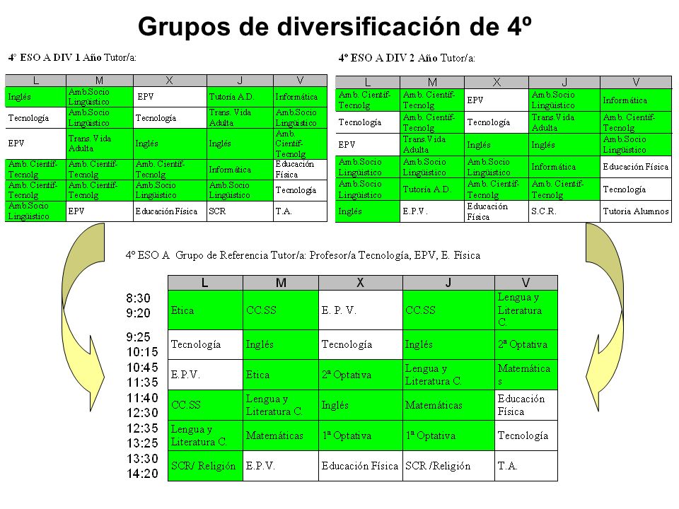 Grupos de diversificación de 4º