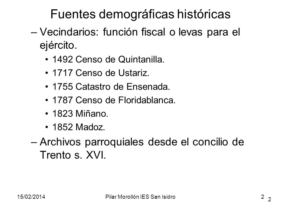 Fuentes demográficas históricas