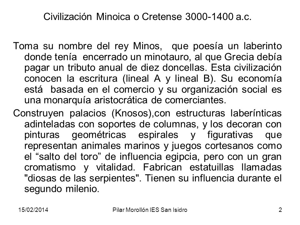 Civilización Minoica o Cretense a.c.