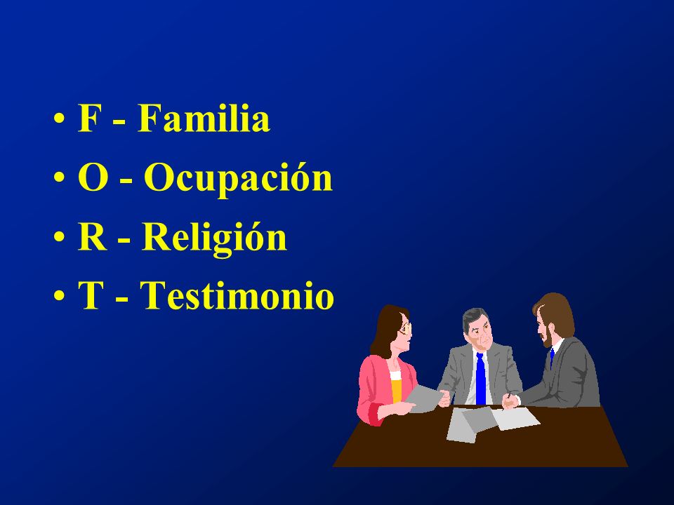 F - Familia O - Ocupación R - Religión T - Testimonio