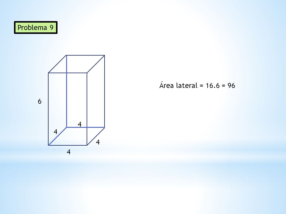 Problema 9 Área lateral = 16.6 =