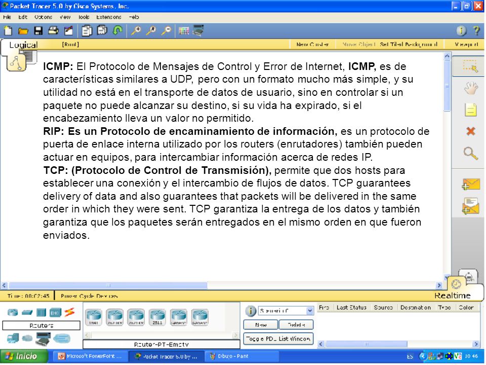 ICMP: El Protocolo de Mensajes de Control y Error de Internet, ICMP, es de