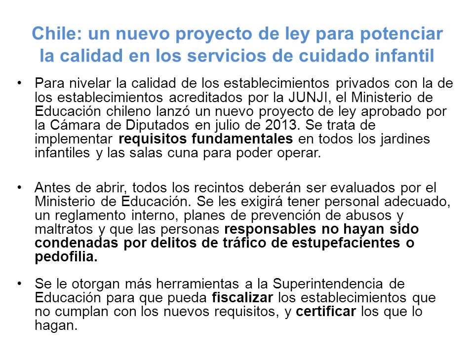 Chile: un nuevo proyecto de ley para potenciar la calidad en los servicios de cuidado infantil