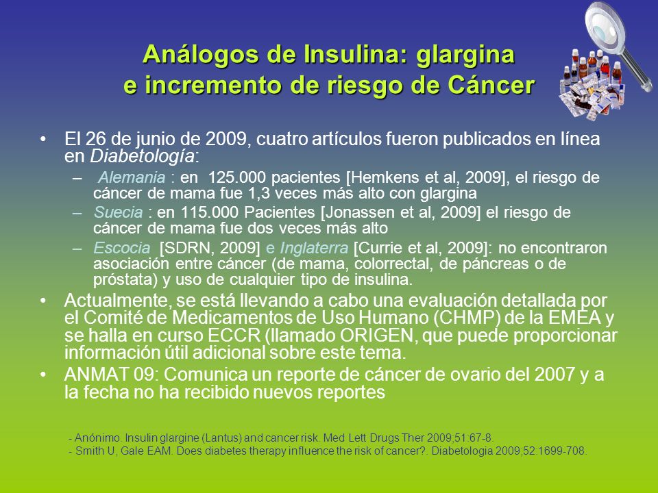 Análogos de Insulina: glargina e incremento de riesgo de Cáncer