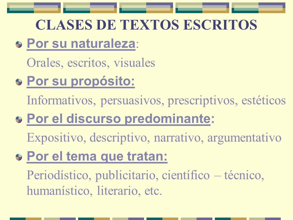 CLASES DE TEXTOS ESCRITOS