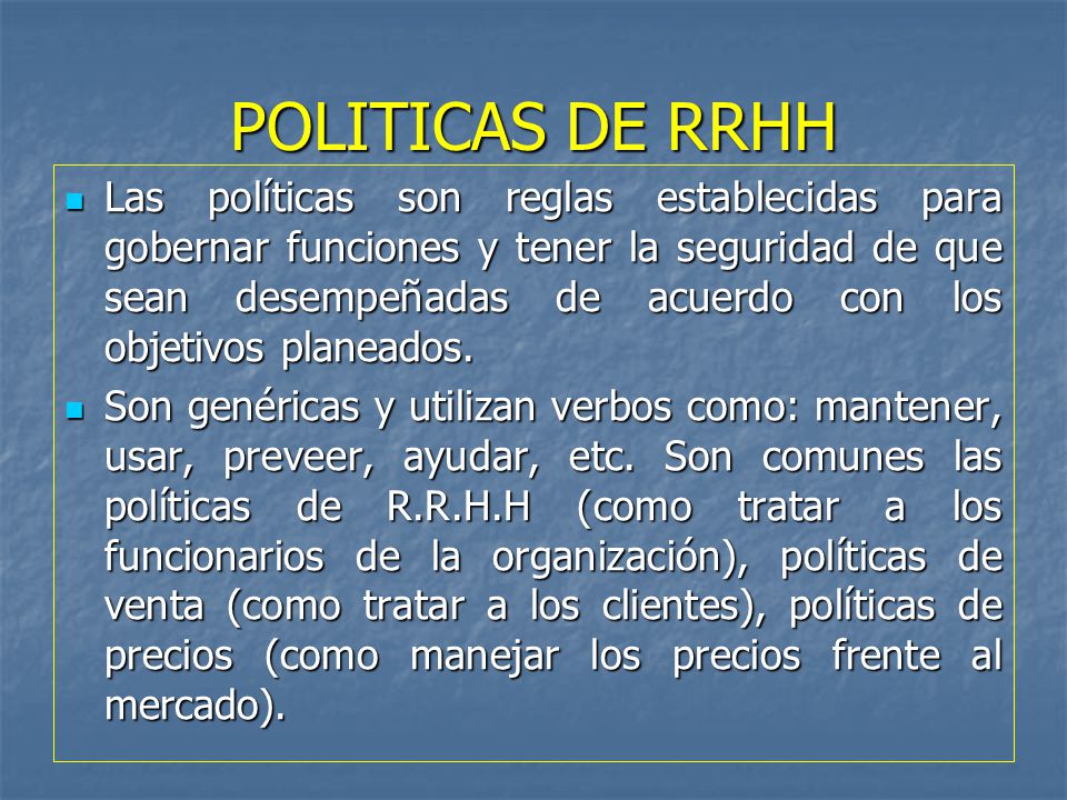 POLITICAS DE RRHH