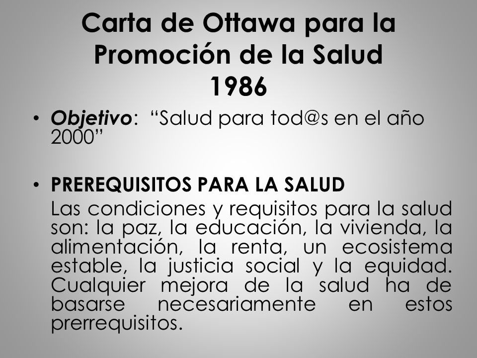 Carta de Ottawa para la Promoción de la Salud 1986
