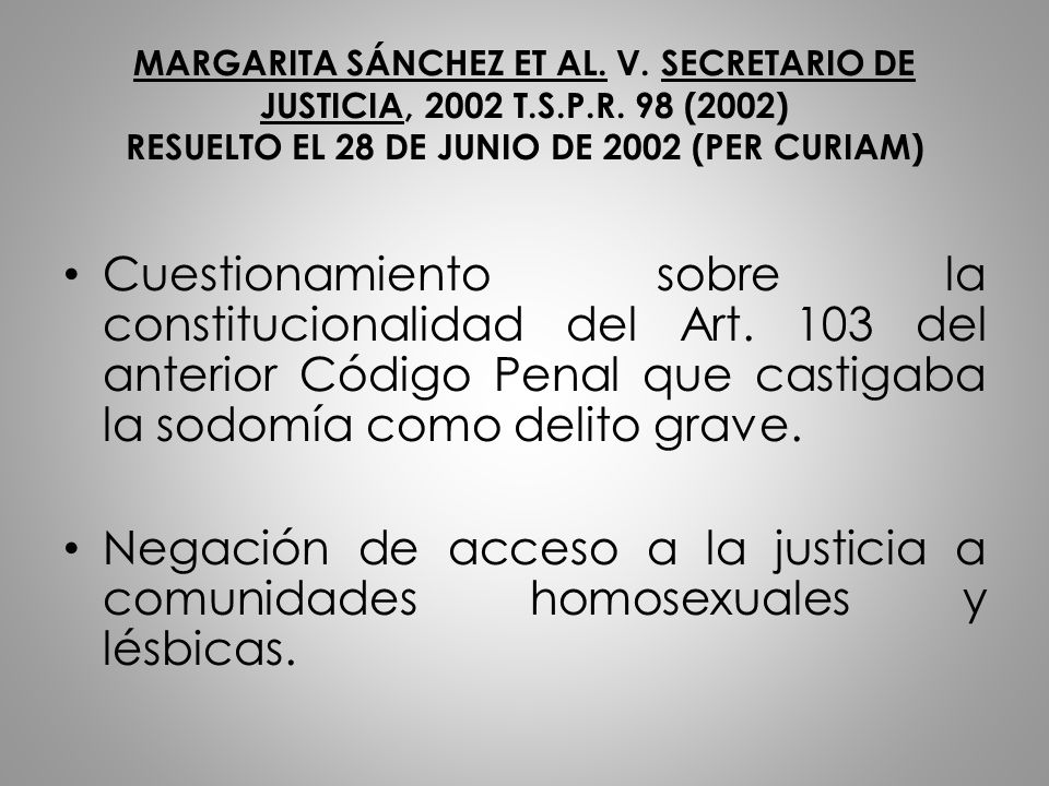 MARGARITA SÁNCHEZ ET AL. V. SECRETARIO DE JUSTICIA, 2002 T. S. P. R